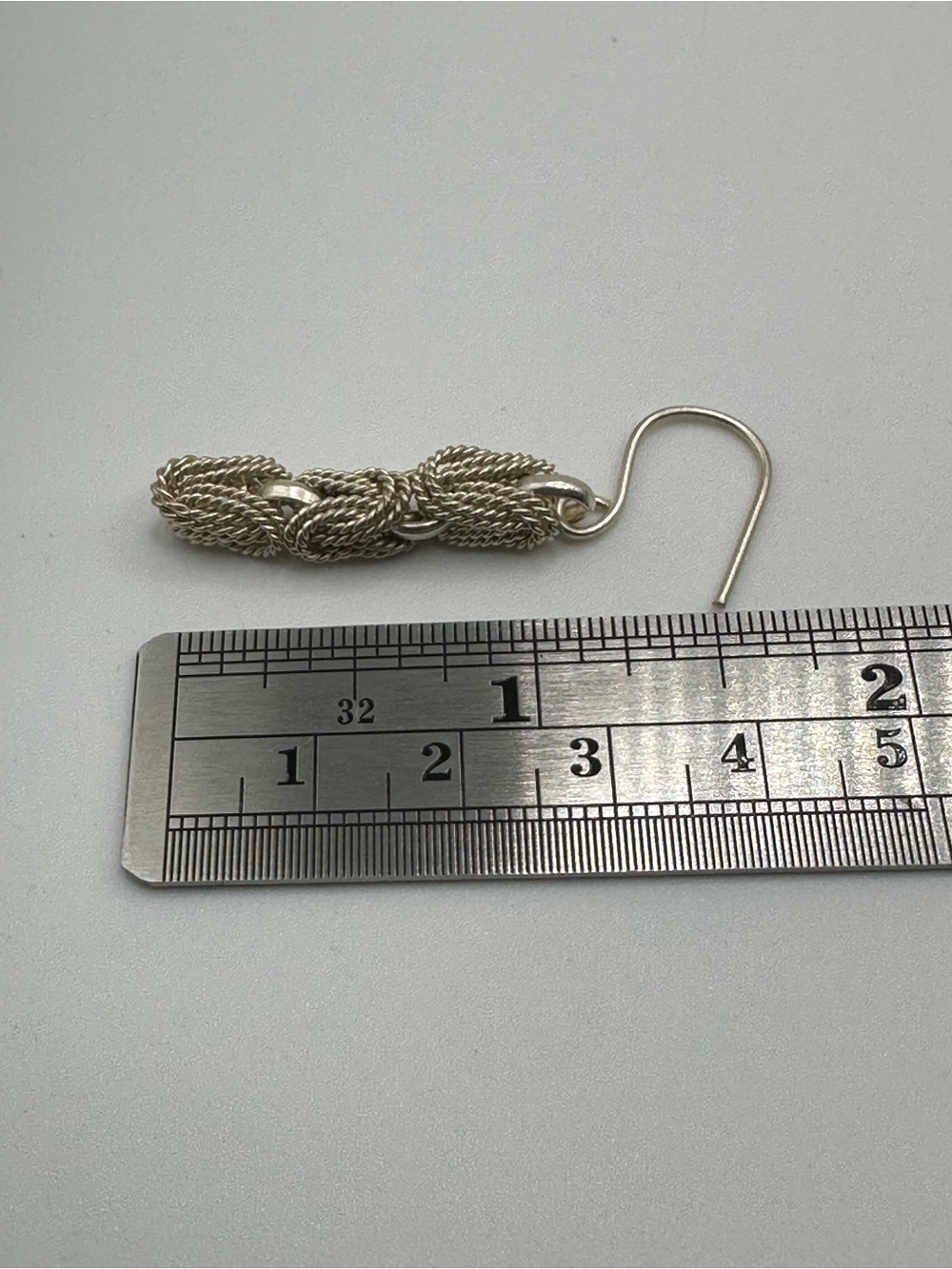 Vintage Silver Tone Rope Knot Jewelry Set Necklace Bracelet Earrings Marked - Picture 10 of 12